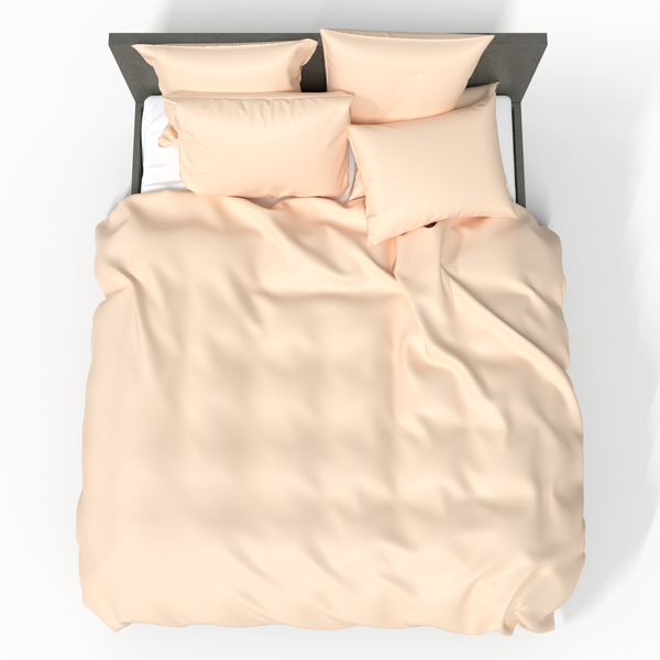 Handgefertigtes luxuriöses Premium-Baumwollsatin-Bettwäsche-Set | Ecru