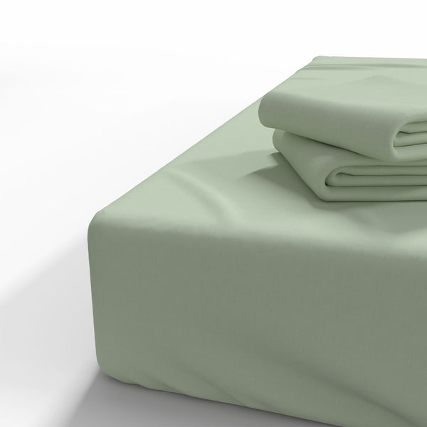 Handgefertigtes Spannbettlaken aus Baumwolle mit Gummizug | Fog Green