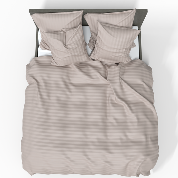 Handgefertigtes Premium-Bettwäsche-Set aus gestreiftem Satin-Baumwollstoff | Mushroom