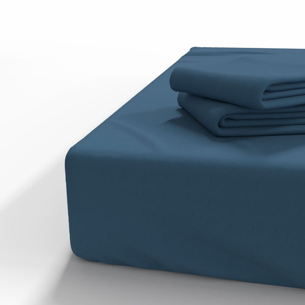 Handgefertigtes Spannbettlaken aus Baumwolle mit Gummizug | Blue Ashes