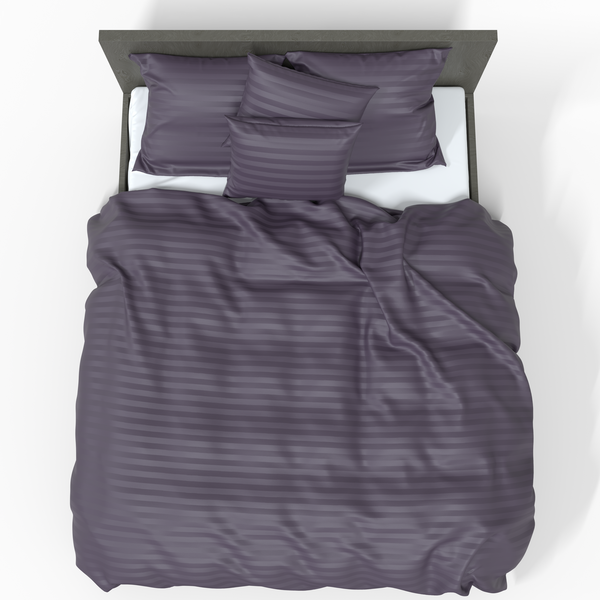 Handgefertigtes Premium-Bettwäsche-Set aus gestreiftem Satin-Baumwollstoff | Sweet Grape