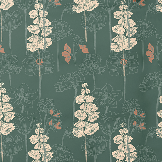 Gemusterter Baumwollstoff | Botanic Noir
